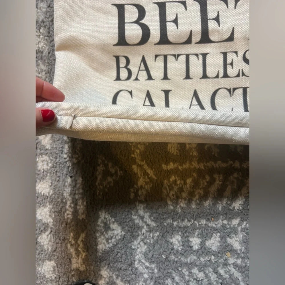 Cream Pillow Cover with Black Text